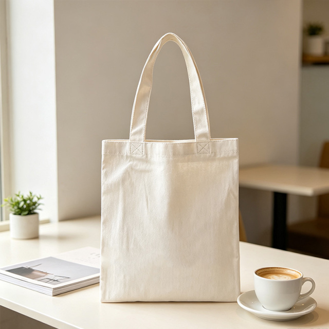 Off‑White Herringbone Canvas Tote Bag,YI YUAN,Off‑White Herringbone Canvas Tote Bag