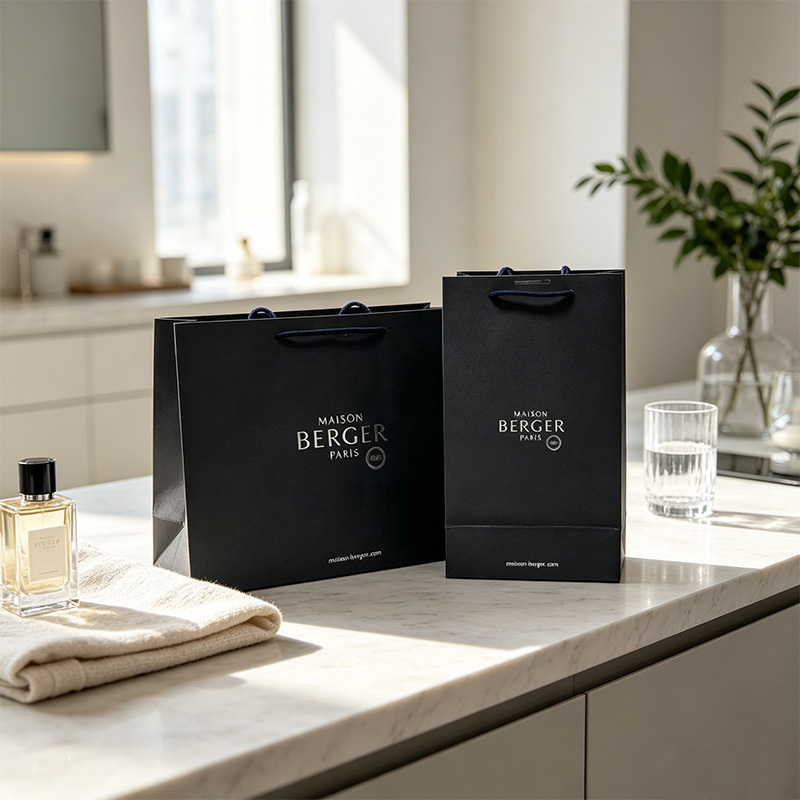 Black Silver Foil Stamping Logo Gift Bag