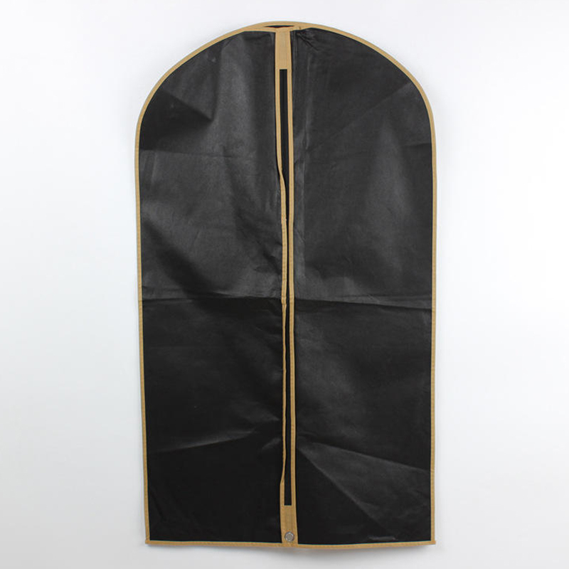 Custom‑logo zipper non‑woven garment bag,Black non-woven fabric garment bag