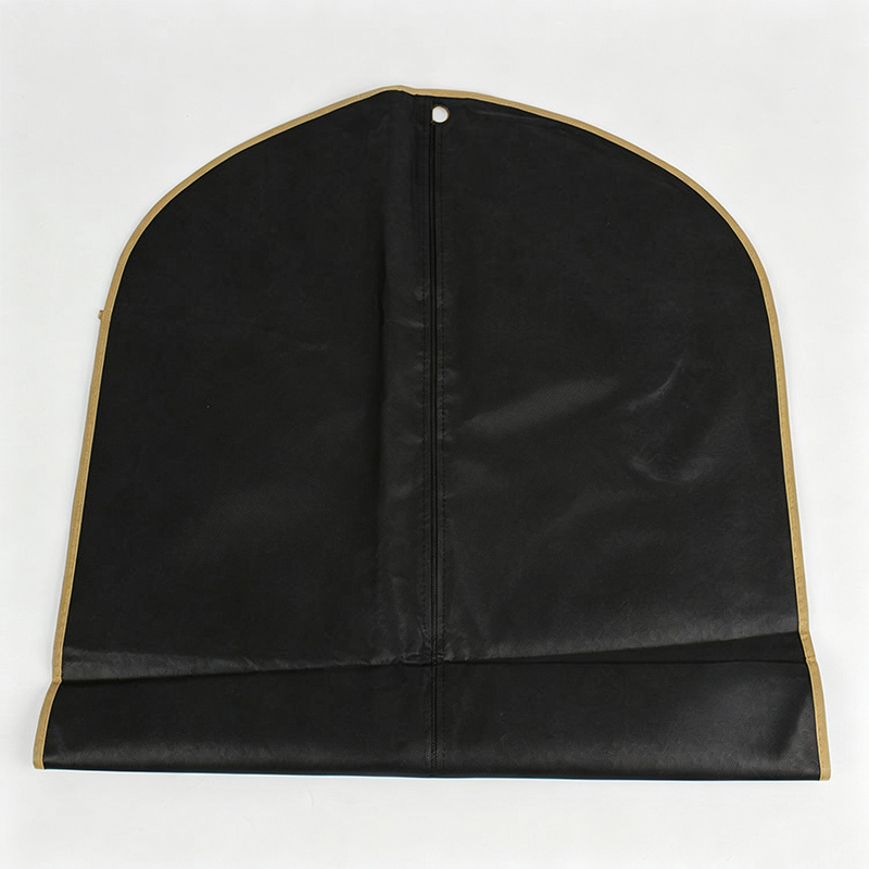 Black non-woven fabric garment bag,Custom‑logo zipper non‑woven garment bag