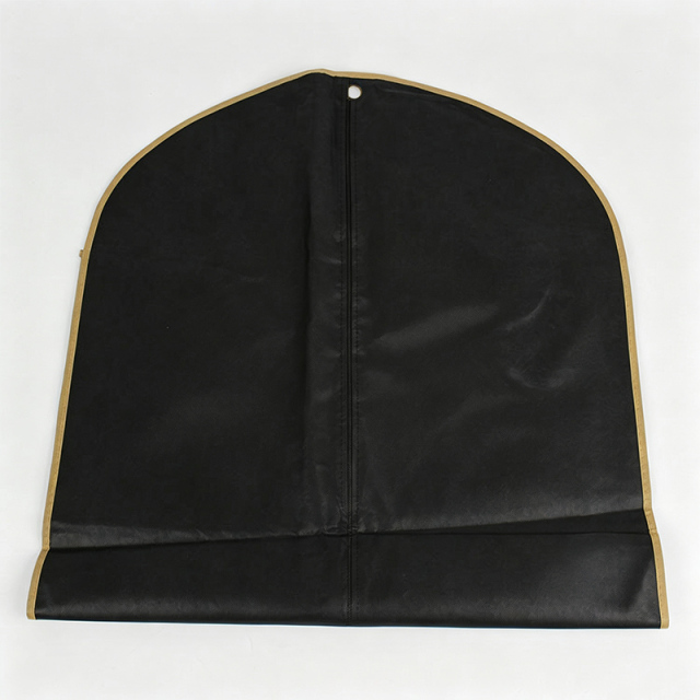Black non-woven fabric garment bag,Custom‑logo zipper non‑woven garment bag
