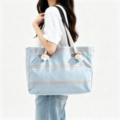 Striped Canvas Shopping Tote Bag,large summer shoulder tote bag