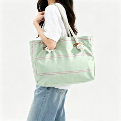 Striped Canvas Shopping Tote Bag,large summer shoulder tote bag