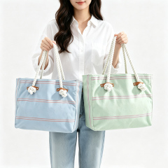 Striped large summer tote bag