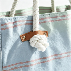 Striped Canvas Shopping Tote Bag,cotton rope handle shopping bag