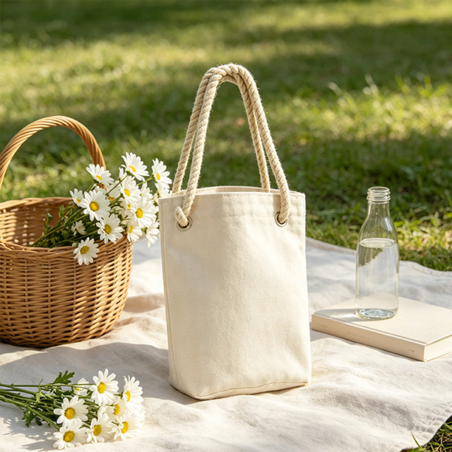 Natural Off‑white Small Canvas Bag