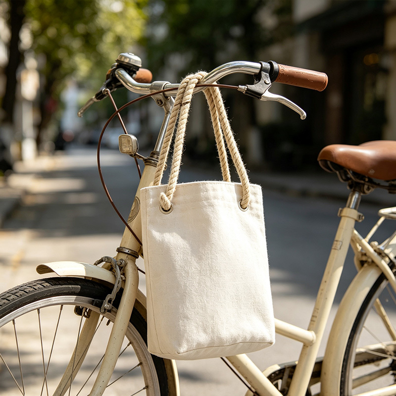 Natural Off‑white Small Canvas Bag