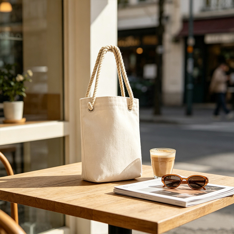Natural Off‑white Small Canvas Bag