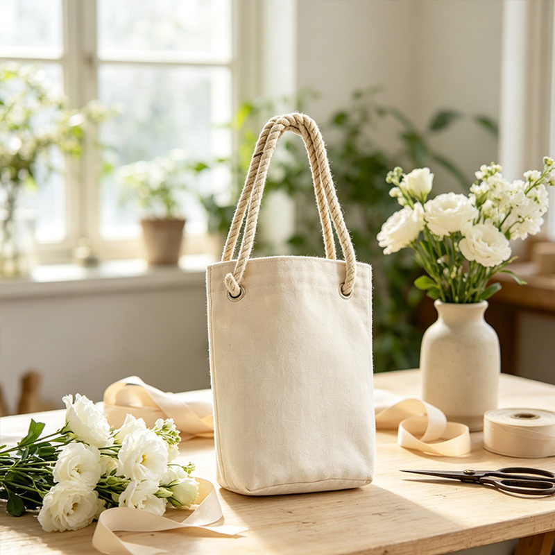 Natural Off‑white Small Canvas Bag