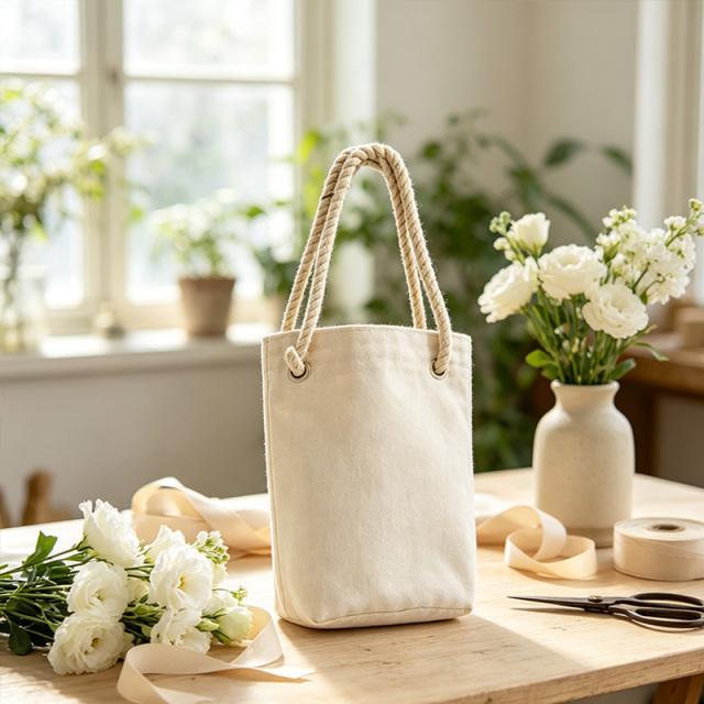 Natural Off‑white Small Canvas Bag