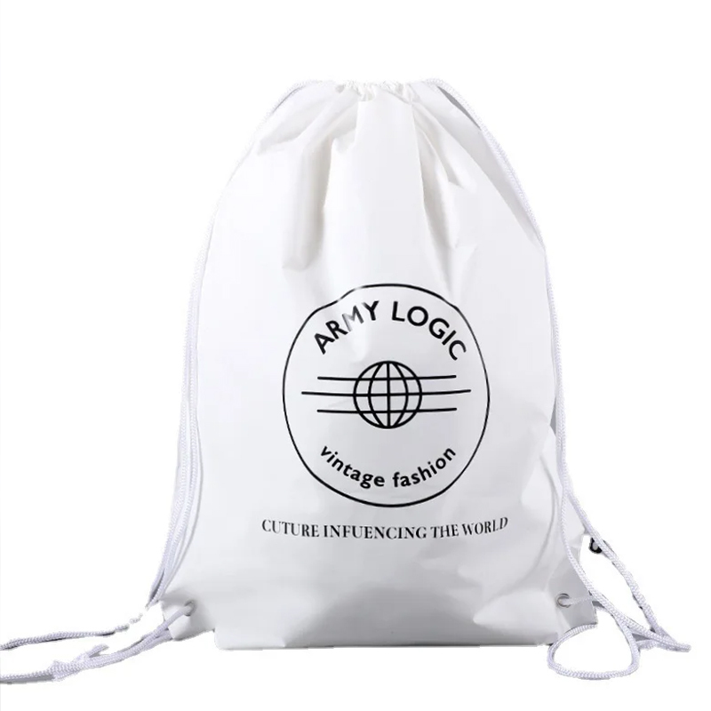 White PE Drawstring Backpack Bag