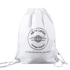 White PE Drawstring Backpack Bag