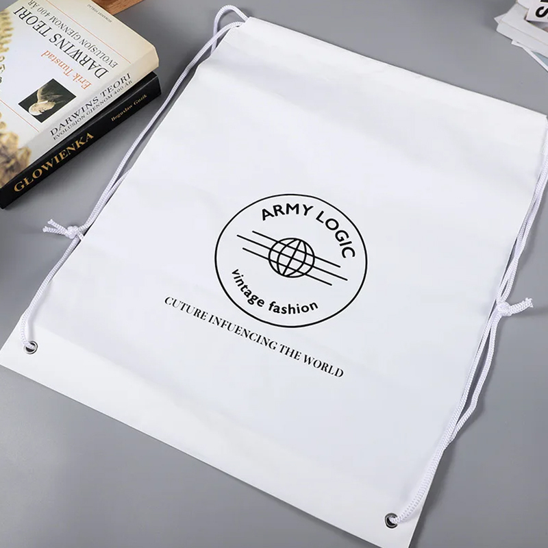 White PE Drawstring Backpack Bag