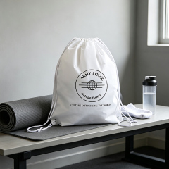White PE Drawstring Backpack Bag