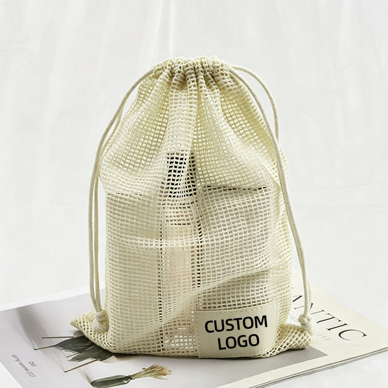 Cotton Mesh Drawstring Bag