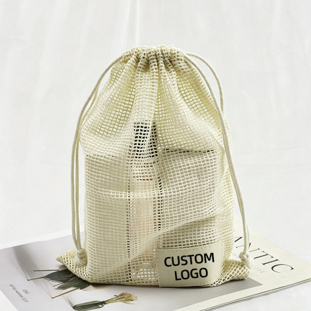 Cotton Mesh Drawstring Bag