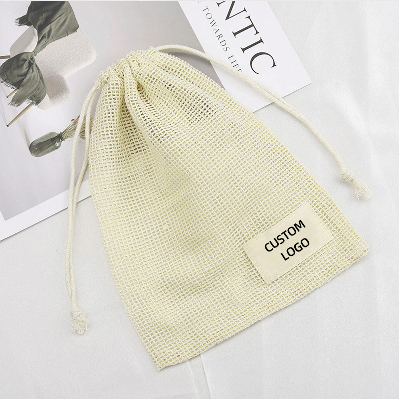 Cotton Mesh Drawstring Bag