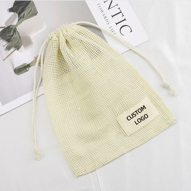 Cotton Mesh Drawstring Bag