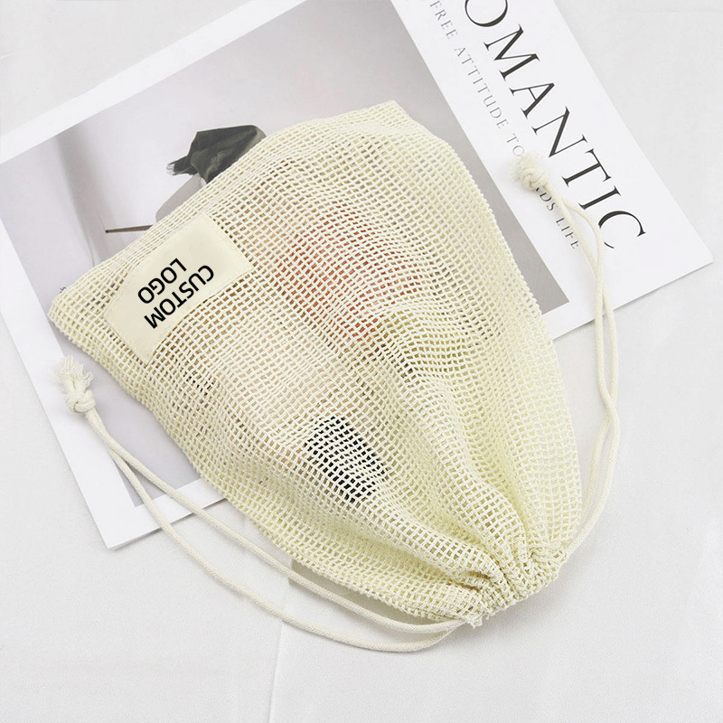 Cotton Mesh Drawstring Bag