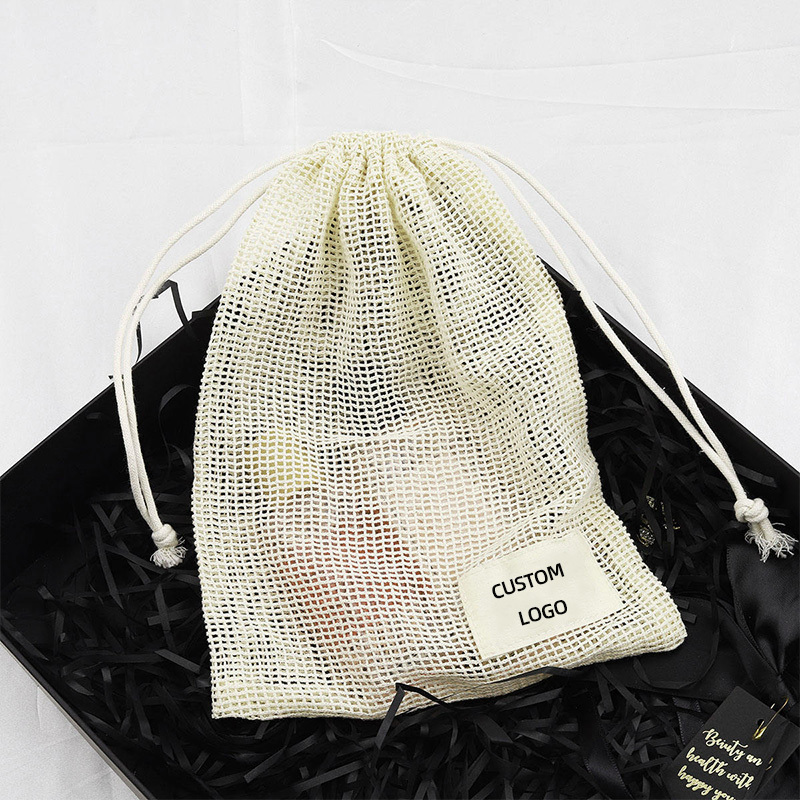 Cotton Mesh Drawstring Bag