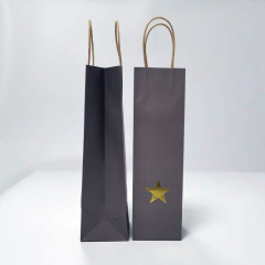 Wine Bottle Carrier Paper Shopping Bag,Single Bottle Kraft Wine paper bag