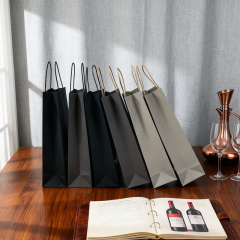 Wine Bottle Carrier Paper Shopping Bag, Single Bottle Kraft Wine paper bag
