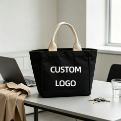 Custom Logo Black Canvas Tote Bag