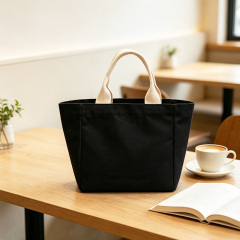 Custom Logo Black Canvas Tote Bag