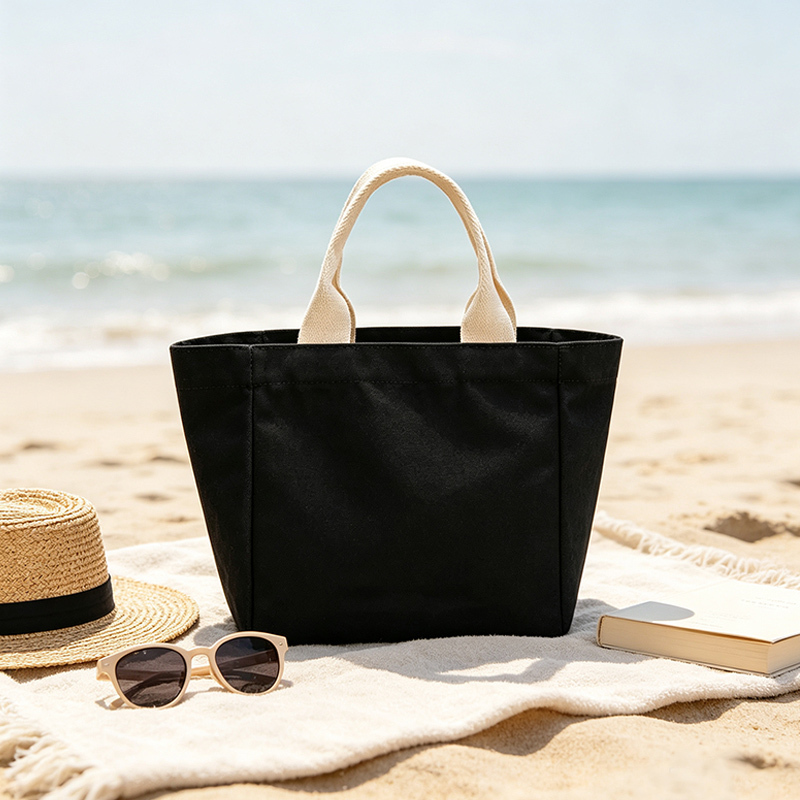 Custom Logo Black Canvas Tote Bag