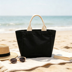 Custom Logo Black Canvas Tote Bag