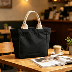 Custom Logo Black Canvas Tote Bag
