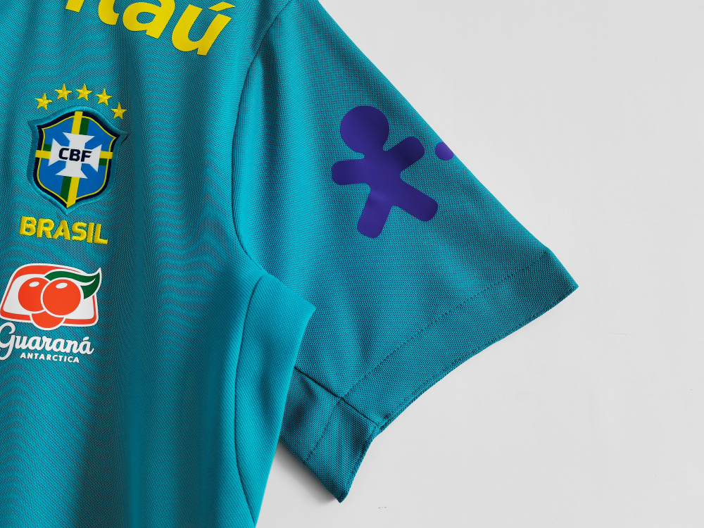 2021 Brazil National Team Aqua Blue Polo Top – 8A Grade Premium Edition