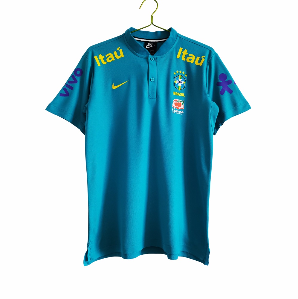 2021 Brazil National Team Aqua Blue Polo Top – 8A Grade Premium Edition