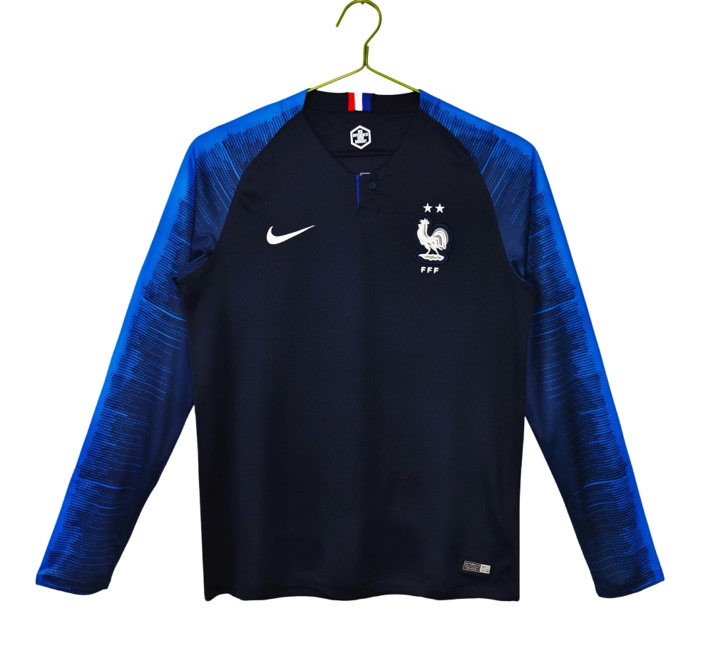 Vintage World Cup 2018 France 2-Star Champion Home Long Sleeve Jersey – 3B Grade Premium Edition