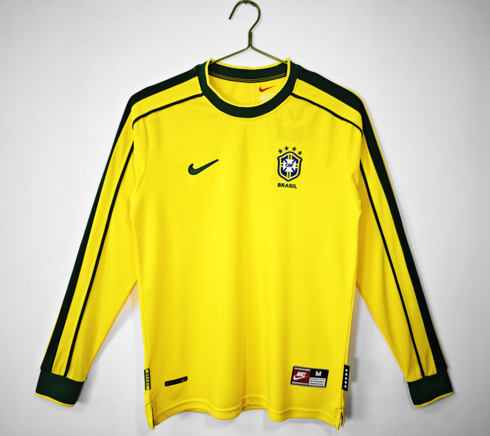 Vintage 1998 Brazil World Cup Home Long Sleeve Retro jersey – 0B Grade Premium Edition
