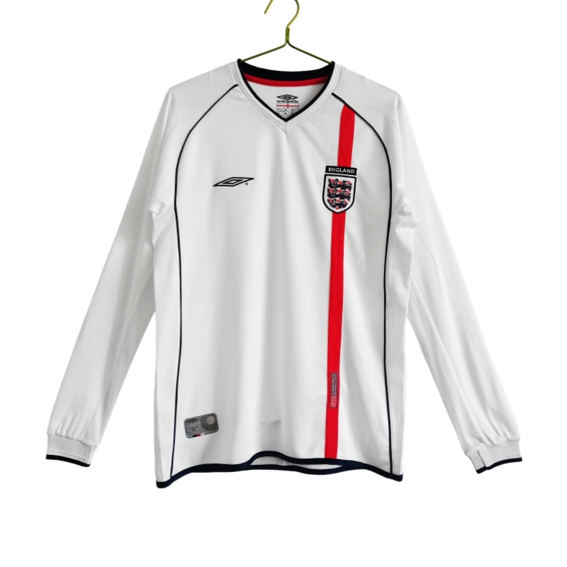 Vintage World Cup 2002 England Home "Red Stripe" Long Sleeve Jersey – 5B Grade Edition