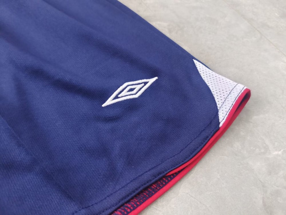 Vintage World Cup 2006 England Home Shorts – Navy/Red – 4D Grade Edition