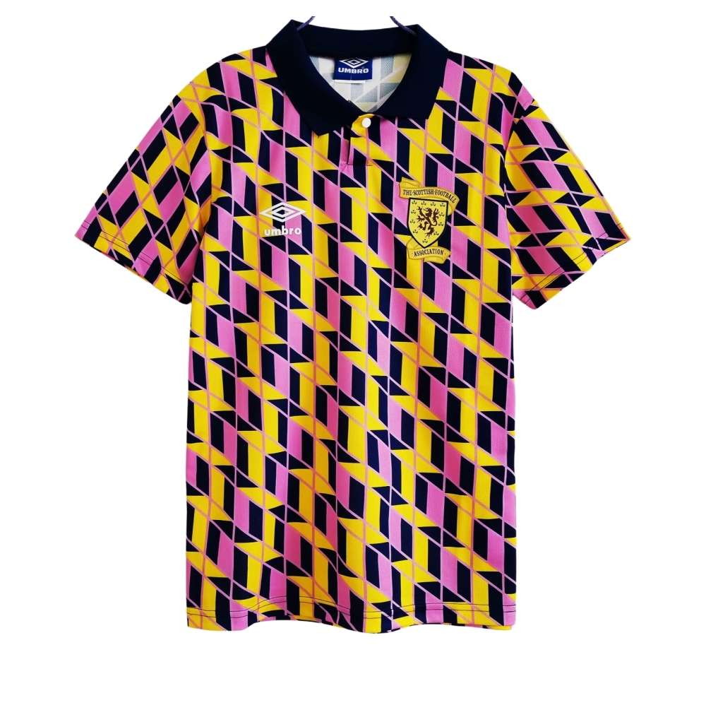 Vintage 1988/89 Scotland "Yellow & Navy Hoops" Third Retro Jersey – 5A Grade Premium Edition