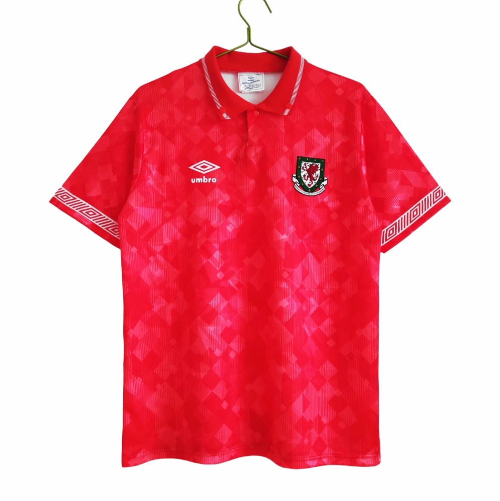 Vintage 1990/92 Wales Home "Geometric Print" Retro Jersey – 8A Grade Premium Edition