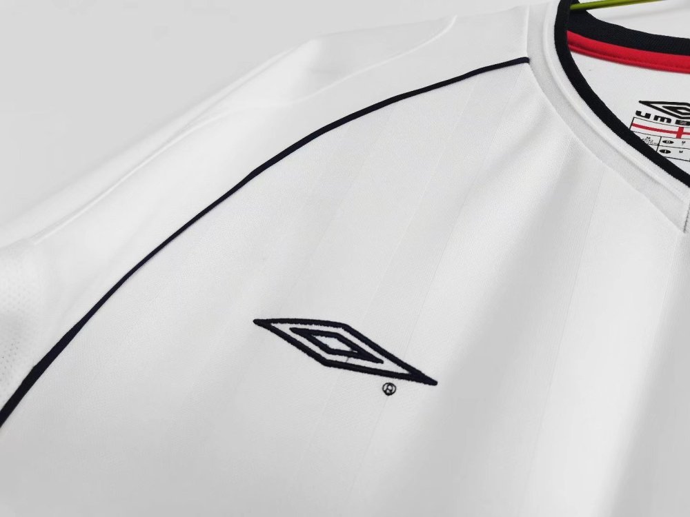 Vintage World Cup 2002 England Home "Red Stripe" Retro Jersey – 5A Grade Edition