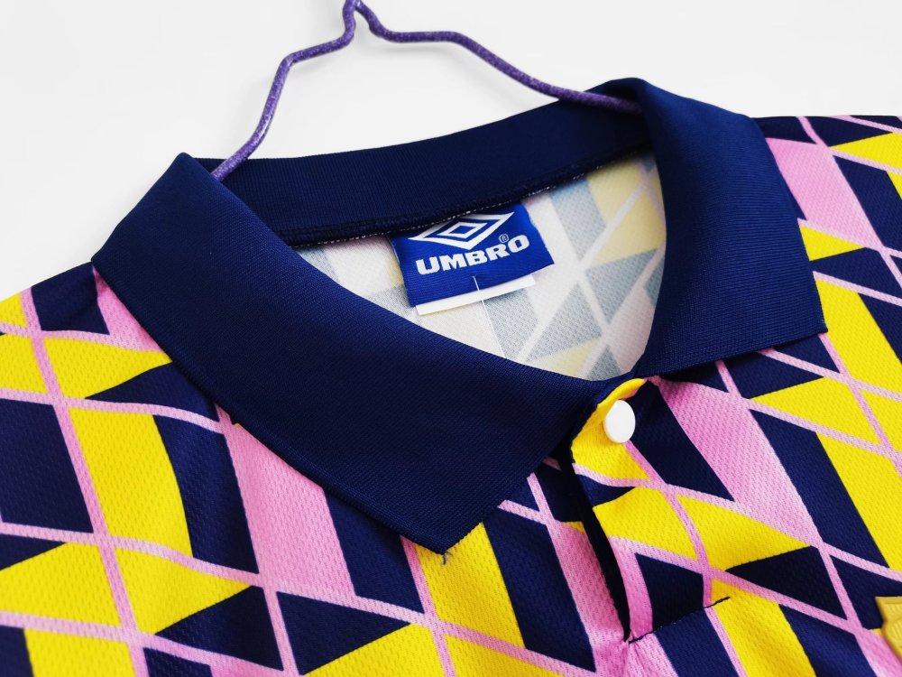Vintage 1988/89 Scotland "Yellow & Navy Hoops" Third Retro Jersey – 5A Grade Premium Edition