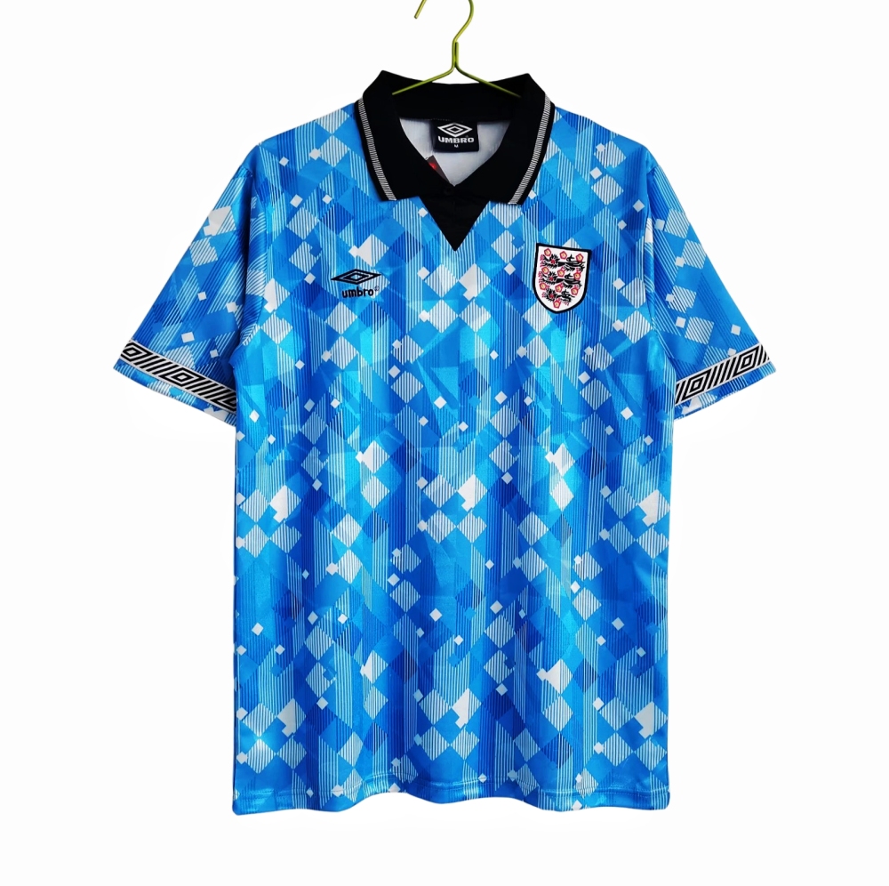 Vintage World Cup 1990 England "Third Kit" Light Blue Retro Jersey – 5A Grade Edition