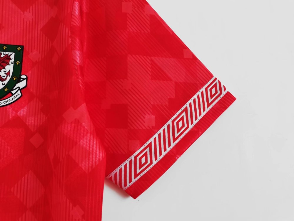 Vintage 1990/92 Wales Home "Geometric Print" Retro Jersey – 8A Grade Premium Edition