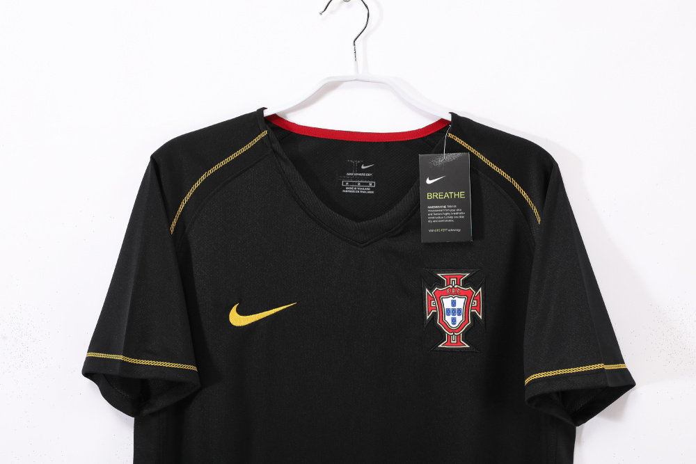 Vintage World Cup 2006 Portugal Away Black & Gold Retro Jersey – 5A Grade Premium Edition