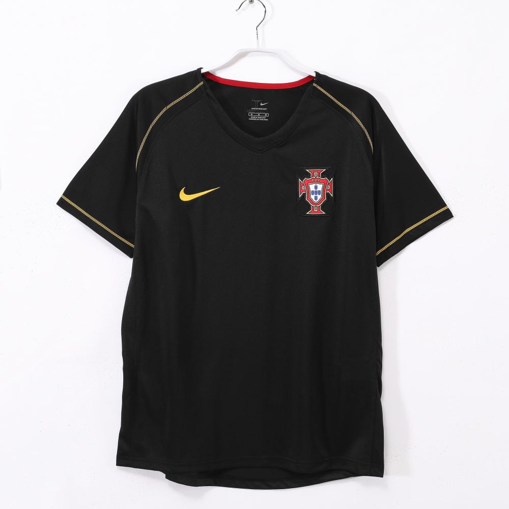 Vintage World Cup 2006 Portugal Away Black & Gold Retro Jersey – 5A Grade Premium Edition