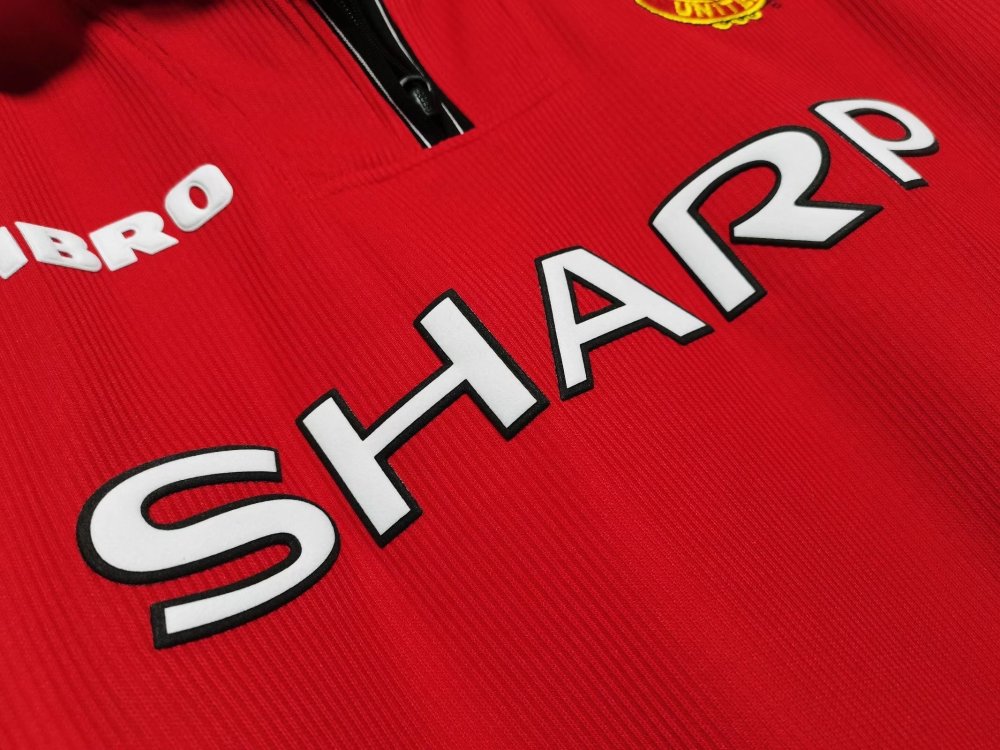 Vintage 1999 Treble Winners Manchester United Home "Zip-Collar" Long Sleeve Jersey – 3B Grade Edition