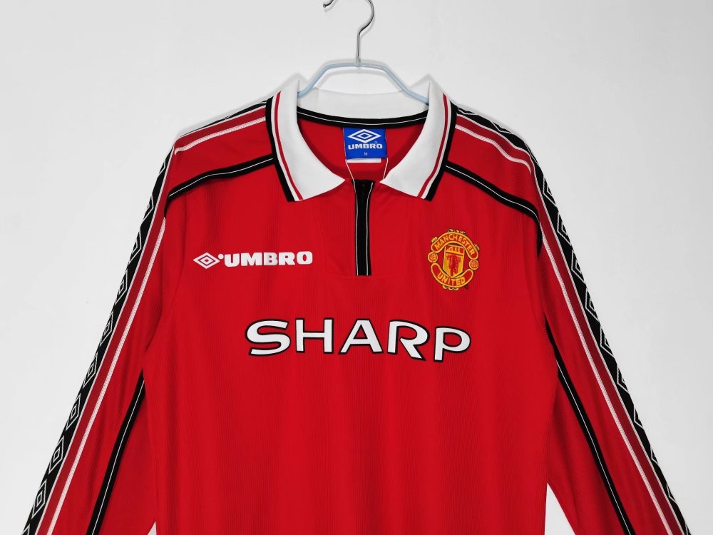 Vintage 1999 Treble Winners Manchester United Home "Zip-Collar" Long Sleeve Jersey – 3B Grade Edition