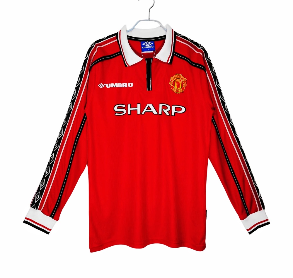 Vintage 1999 Treble Winners Manchester United Home "Zip-Collar" Long Sleeve Jersey – 3B Grade Edition