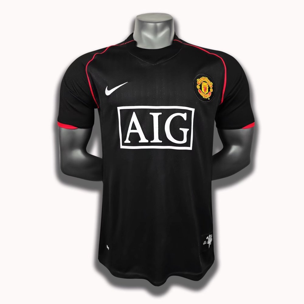 Vintage 2007/08 Manchester United Away Jersey – Black/Red – 5A Grade Edition