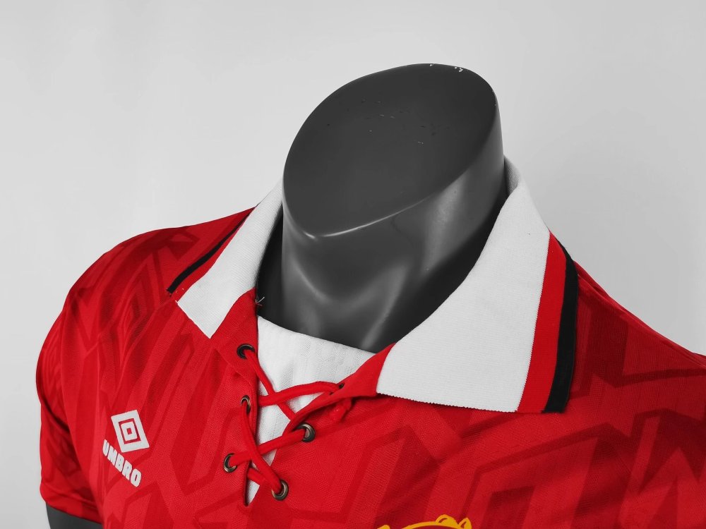 Vintage 1992/94 Manchester United Home "Lace-up Collar" Jersey – 8A Grade Edition